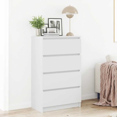 Aparador de madera contrachapada blanco 60x35x98,5 cm