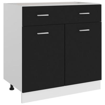 Cajón bajo "Lyon" negro, 80 x 46 x 81,5 cm, madera de ingeniería