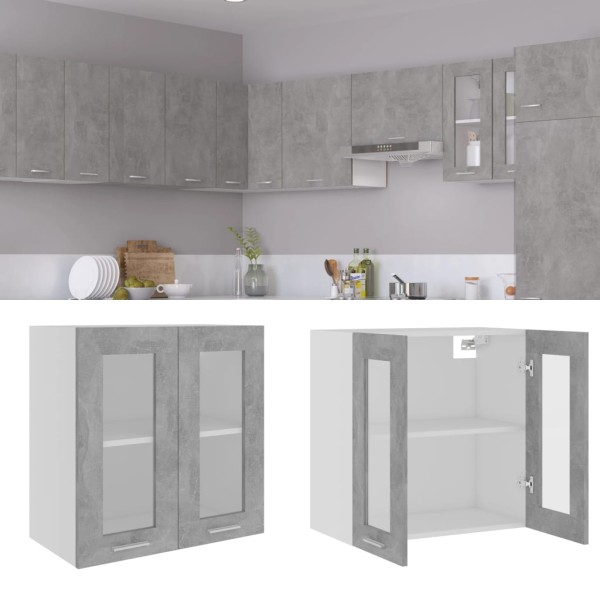 Vitrina colgante "Lyon" de, gris hormigón, 60x31x60 cm, madera de ingeniería