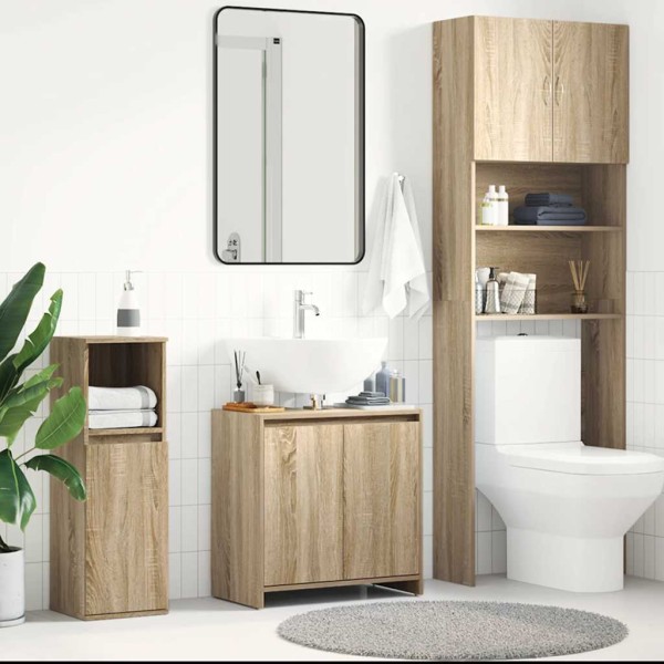 Armario de baño madera contrachapada color roble 60x33x61 cm