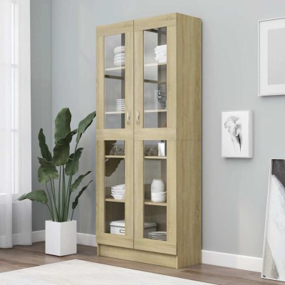 Vitrina de madera de ingeniería roble Sonoma 82,5x30,5x185,5 cm