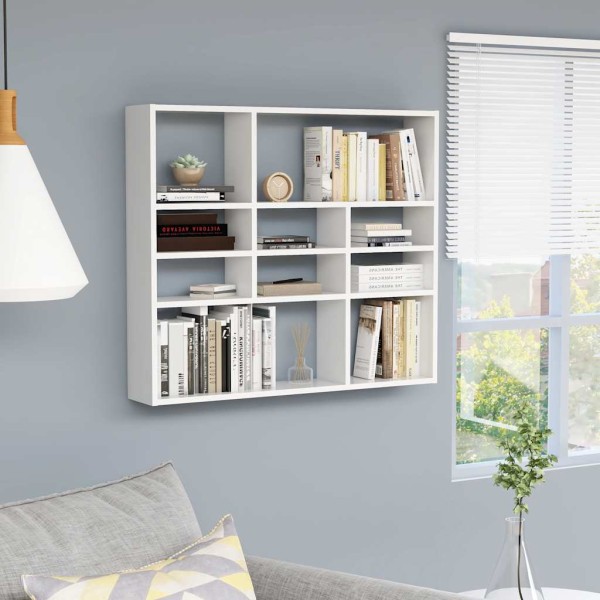 Estantería de pared madera contrachapada blanco 90x16x78 cm