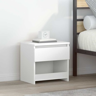Mesita de noche de madera contrachapada blanco 40x30x39 cm