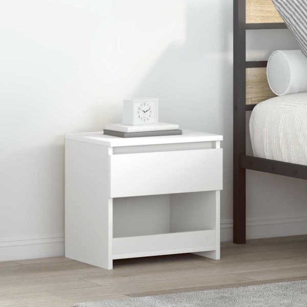 Mesitas de noche 2 uds madera contrachapada blanco 40x30x39 cm