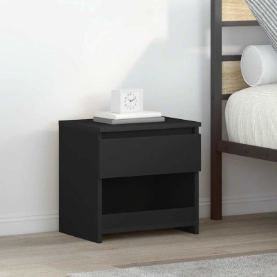 Mesita de noche de madera contrachapada negro 40x30x39 cm