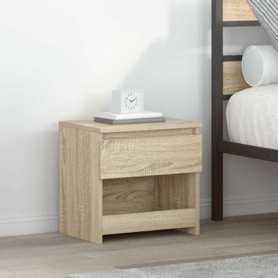 Mesitas de noche 2 uds madera contrachapada roble 40x30x39 cm