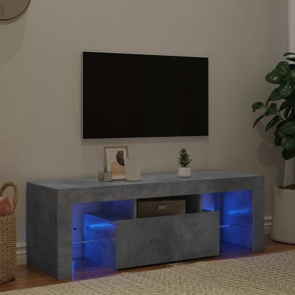 Mueble de TV con luces LED gris hormigón 120x35x40 cm