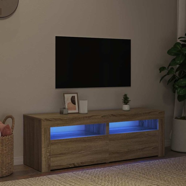 Mueble de TV con luces LED roble Sonoma 120x35x40 cm