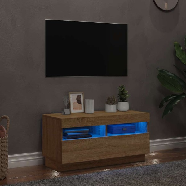 Mueble de TV con luces LED roble Sonoma 80x35x40 cm