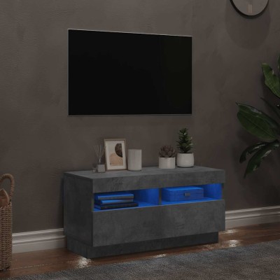 Mueble de TV con luces LED gris hormigón 80x35x40 cm
