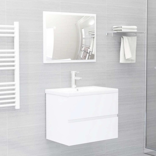 Juego de muebles de baño 2 pzas madera contrachapada blanco