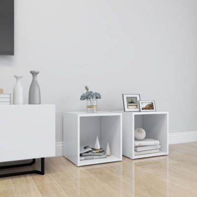 Muebles para TV 2 uds madera contrachapada blanco 37x35x37 cm