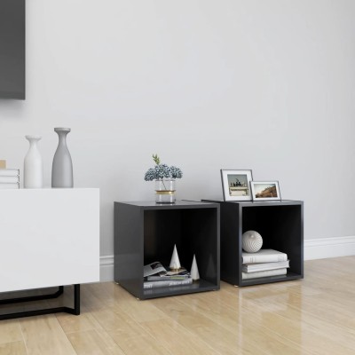 Muebles para TV 2 uds madera contrachapada gris 37x35x37 cm