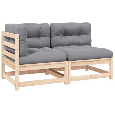 Set de muebles de jardín 2 pzas con cojines madera maciza pino