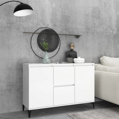 Aparador de madera contrachapada blanco 102x35x70 cm