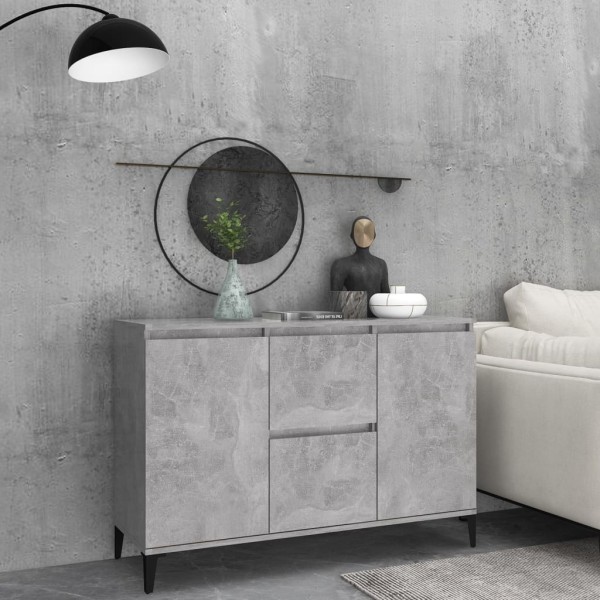 Aparador de madera contrachapada gris hormigón 102x35x70 cm