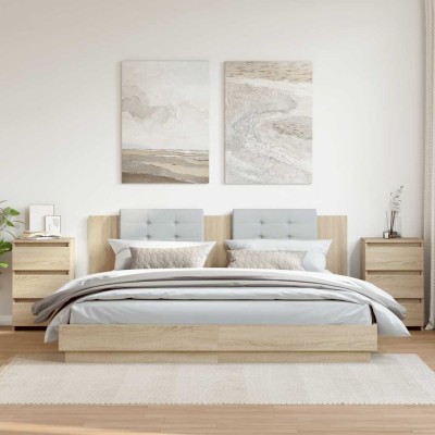 Mesitas de noche 2 uds contrachapada roble Sonoma 40x35x62,5cm