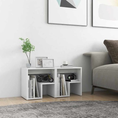 Mesitas de noche 2 uds madera contrachapada blanco 40x30x40 cm