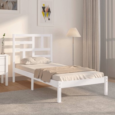 Estructura de cama sin colchón madera maciza blanco 100x200 cm