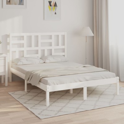 Estructura de cama sin colchón madera maciza blanco 140x200 cm