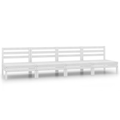 Sofás central de jardín 4 unidades blanco madera maciza de pino