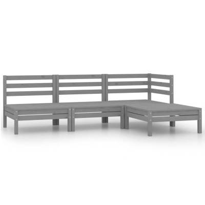 Conjunto de muebles de jardín 4 piezas madera maciza pino gris