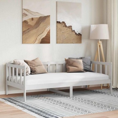 Sofá cama sin colchón madera maciza de pino blanco 90x200 cm