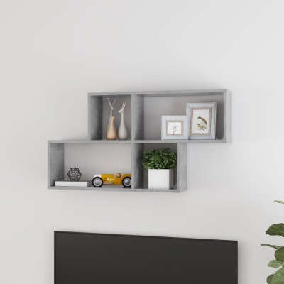 Estante de pared madera contrachapada gris hormigón 100x18x53cm