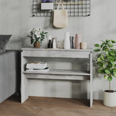 Mesa consola madera contrachapada gris hormigón 102x30x80 cm