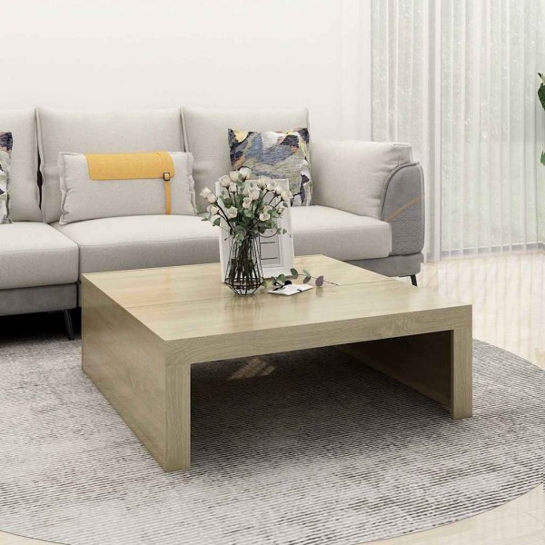 Mesa de centro madera contrachapada roble Sonoma 100x100x35 cm