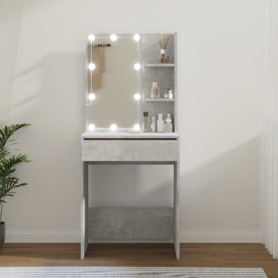 Tocador con LED color gris hormigón 60x40x140 cm