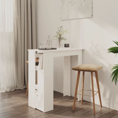 Mesa bar con estante madera contrachapada blanco 102x50x103,5cm