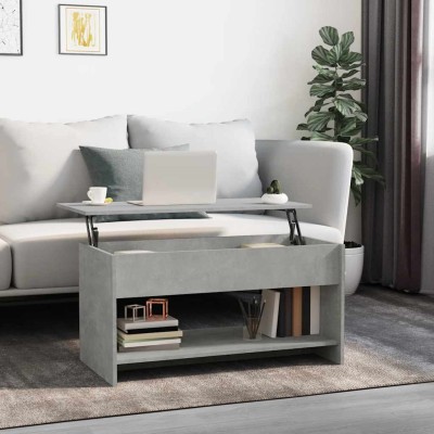 Mesa de centro madera de ingeniería gris hormigón 102x50x52,5cm