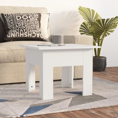 Mesa de centro madera contrachapada blanco 55x55x42 cm
